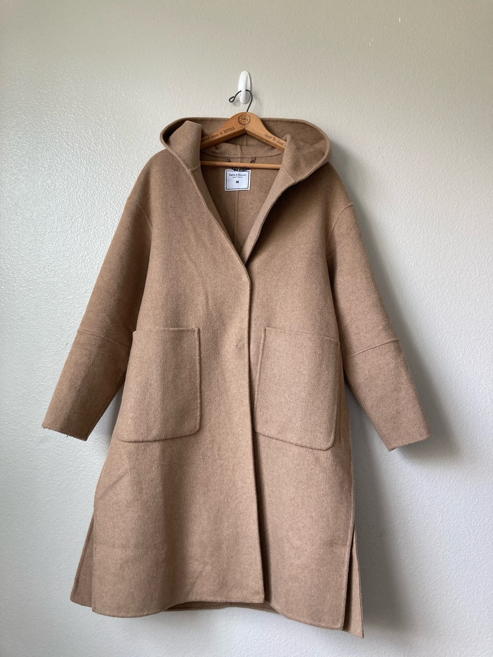 Belle & Bloom Australia Wool blend hooded coat oversized fit sz M